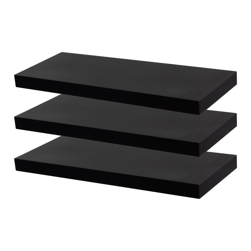 Harbour Housewares - Modern Floating Wall Shelves, 4cm H x 60cm W x 23.5cm D, Black