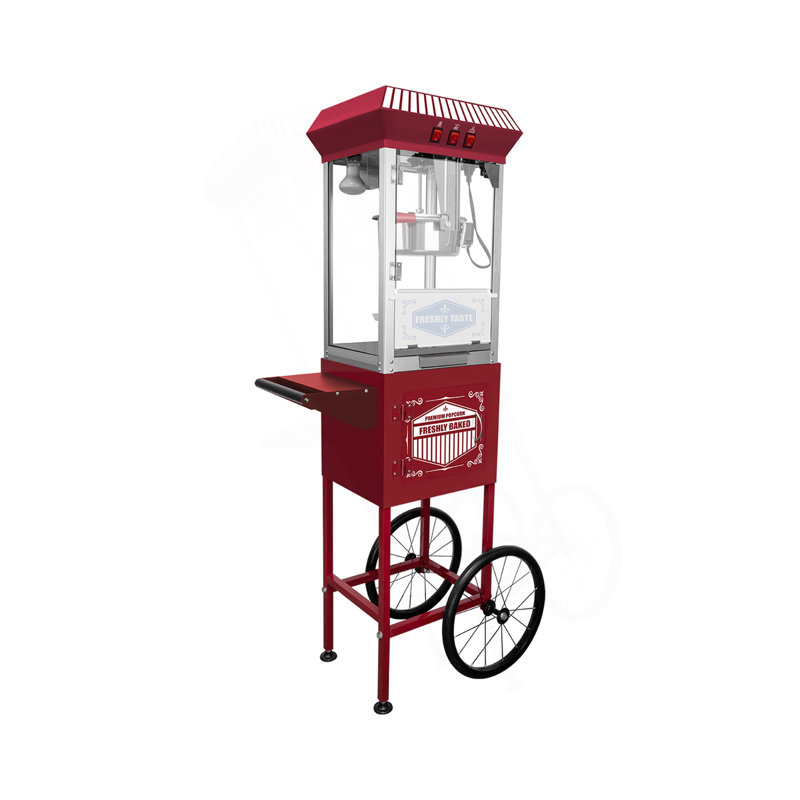 Machine à maïs soufflé de style cinéma XH-P831-P avec chariot et bouilloire de 12 onces