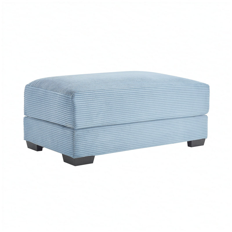 Repose-pieds en velours côtelé - bleu, Bleu