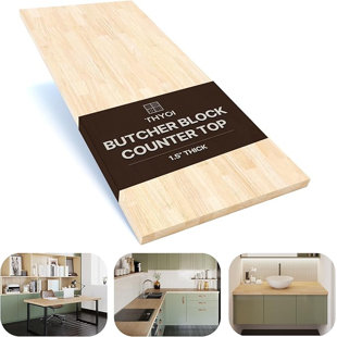 Rubberwood Butcher Block Countertop Solid Wooden Table Top for Kitchen Countertops DIY Butcher Block Desks and Wood Table Tops  Unfinished Surface for Customization