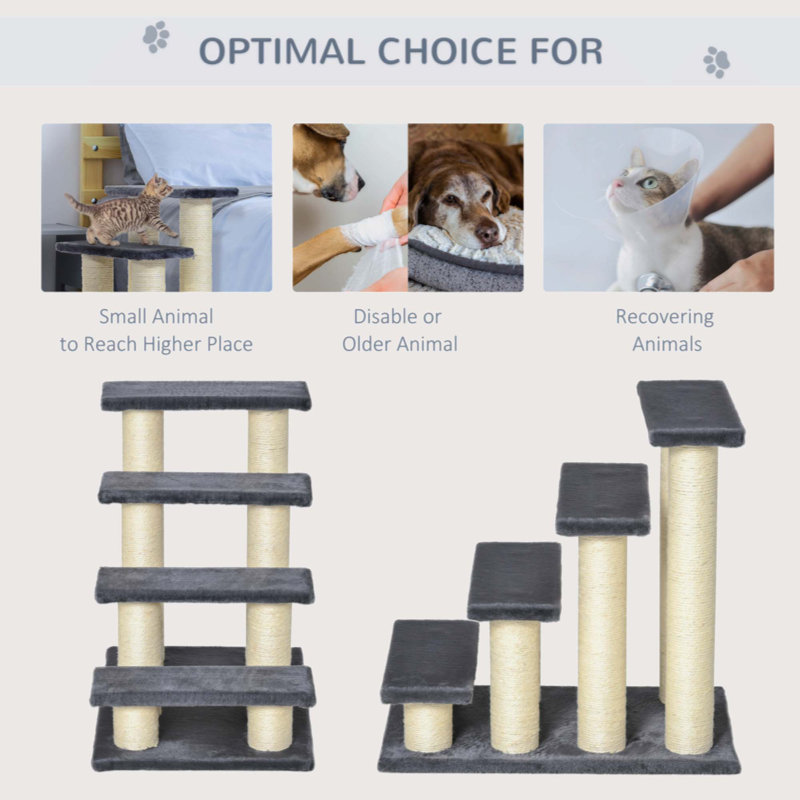 Gray Sisal Stair-Shaped Cat Tree with Scratching Posts