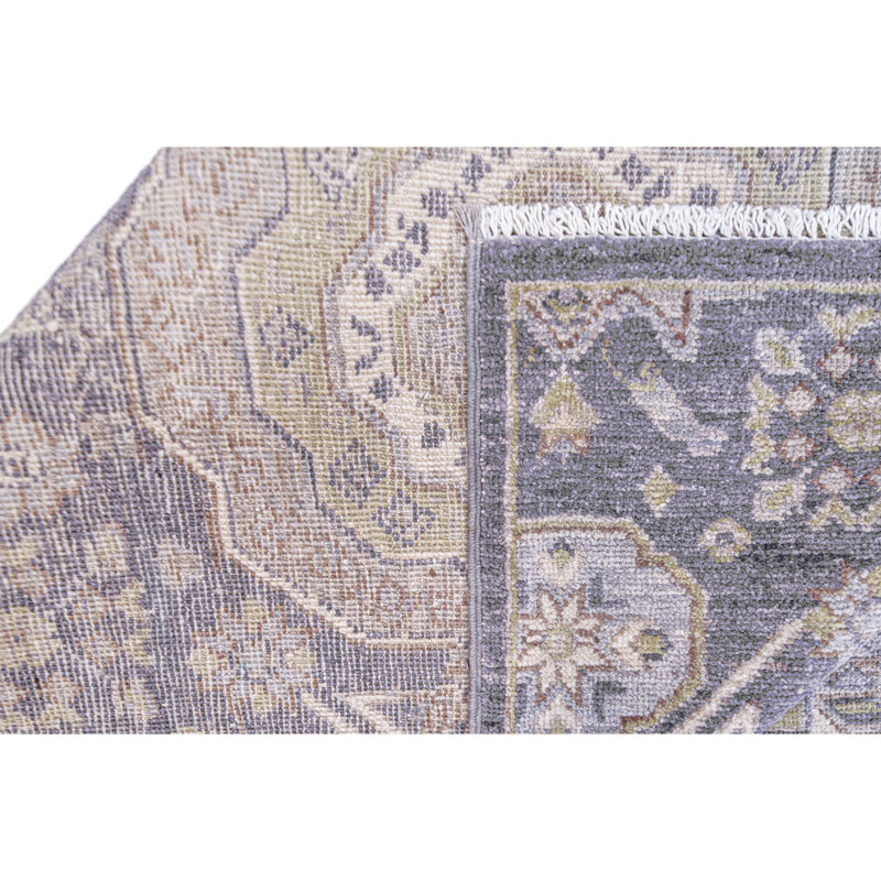 Tapis unique gris foncé / mousse / ivoire 7 pi 10 po x 9 pi 9 po One-of-a-Kind