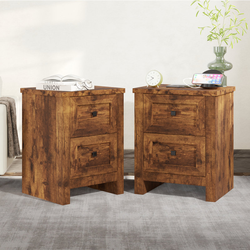 Table de chevet Arlina, Brun rustique