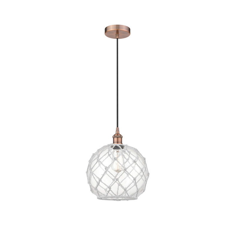 Luminaire suspendu simple à 1 lumière Larocque, Rose, Transparent/blanc