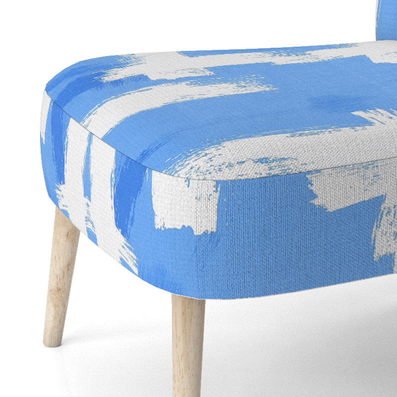 Black & White Crossing Paths II - Modern Upholstered Side Chair, Aqua/White