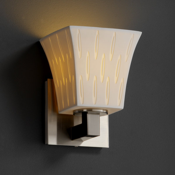 Applique murale 1 lumière modulaire Limoges, Plis, Nickel brossé, Cylindre avec rebord plat
