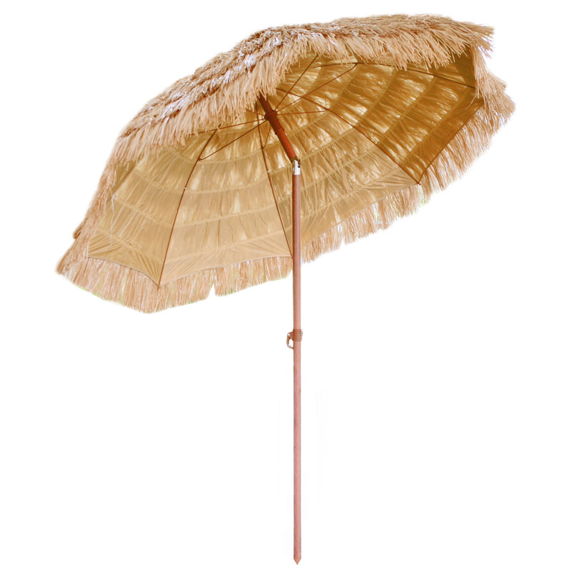 Parasol de patio en acier naturel Tiki Thatch, L 96 po x P 96 po