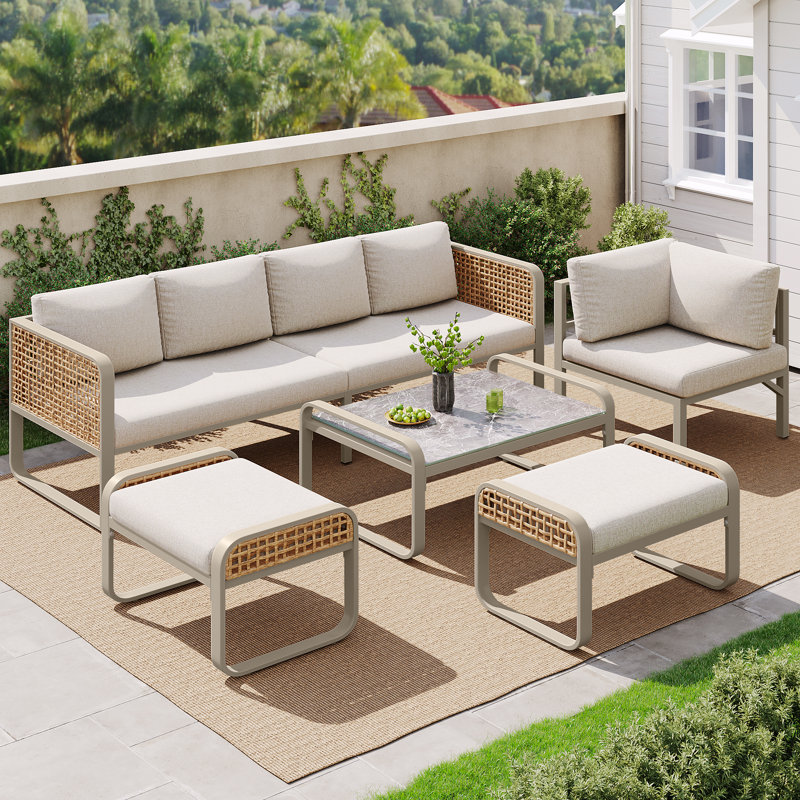 Rattan Corner Sofa Lounge Set for 6-7 People
