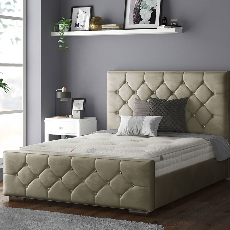 Chen Upholstered Bed, Coffee, Double (4'6)