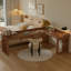 Bureau en bois massif en L noyer clair avec 1 tiroir-688747529-688747636