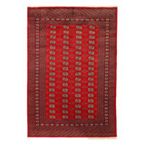 Red color Fine Hand Knotted Bokhara rug 5'7"X 7'8"