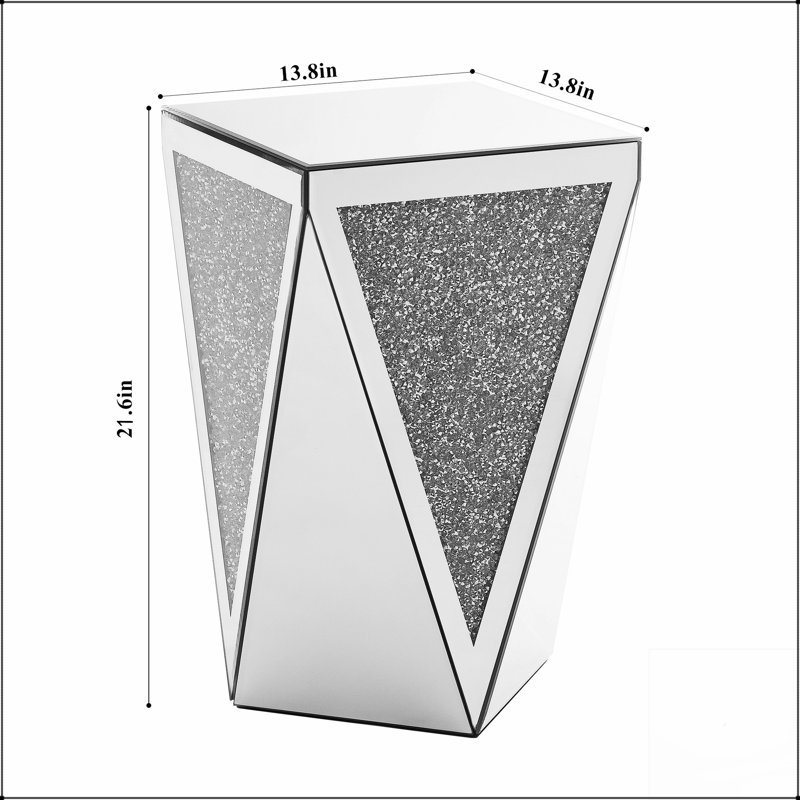 Table basse inversée à miroir triangulaire avec incrustations en cristal de diamant pour les salons et les couloirs élégants