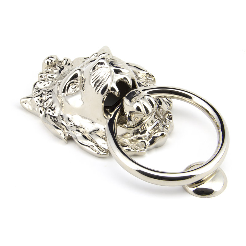 Lion's Head Door Knocker, Polished Nickel