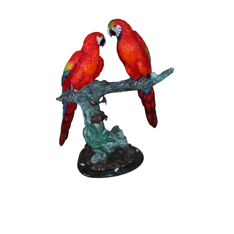 Jennings Two Parrots on a tree - Bronze Statue -  Size: 20"L x 12"W x 23"H. 