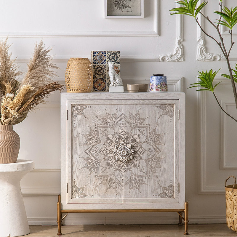 Retro White Solid Wood Sideboard