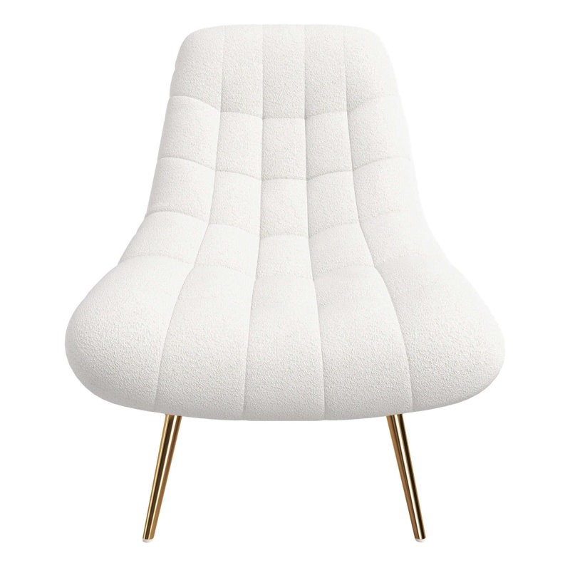 Méridienne Aubrey French Boucle, White Cushion/Bronze Frame
