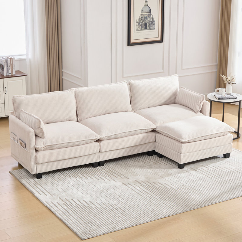 Canapé modulaire surdimensionné avec repose-pieds mobile, Beige
