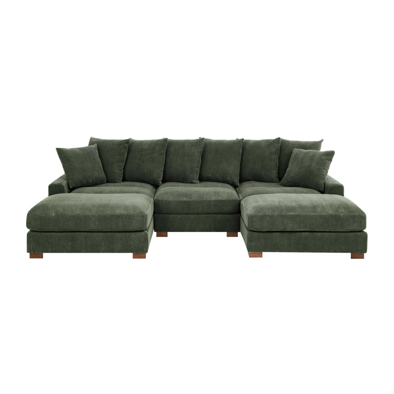 Canapé rembourré avec pieds en bois massif, H 34 po x l 67,5 po x P 122 po, 5