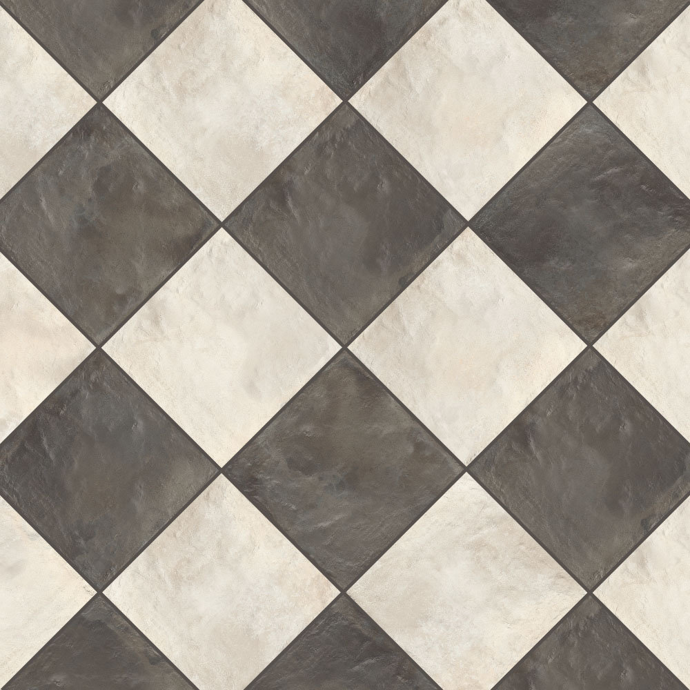Autumn Essentials Checkerboard 8X8 Porcelain Tile, Ivory/Graphite