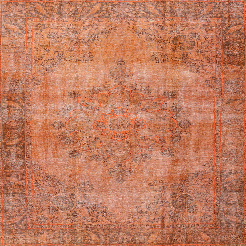 Tapis traditionnel mehroon/noir/bleu Pendik, Carré 8 pi