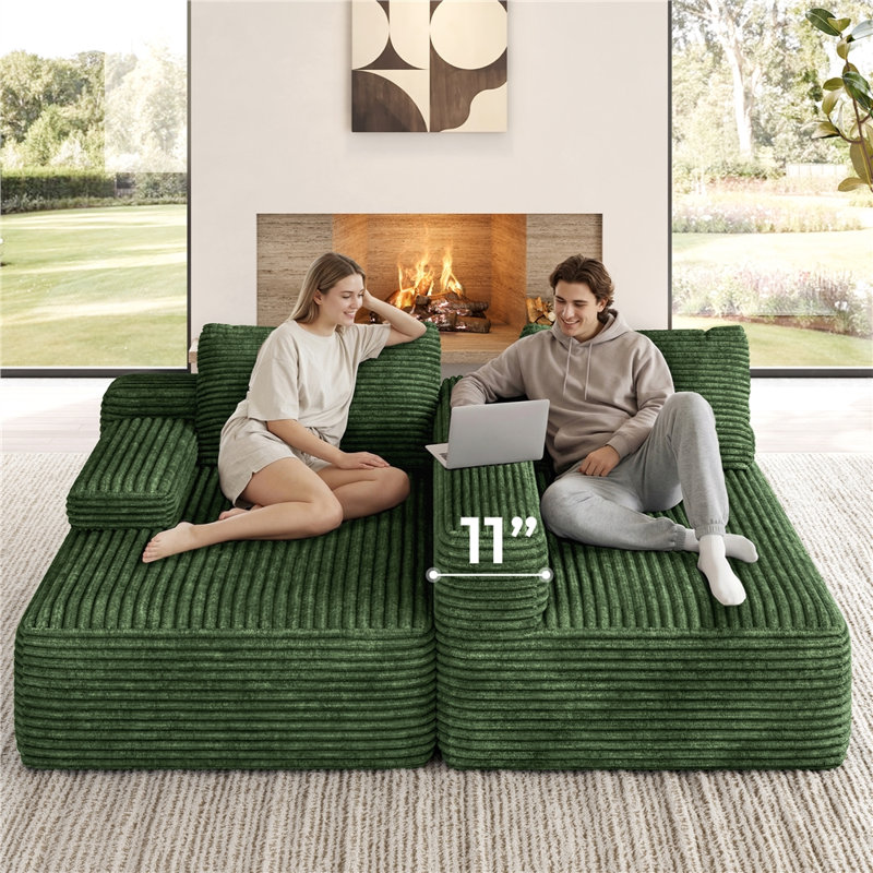 Canapé modulaire en velours côtelé, Vert