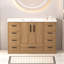 Meuble-lavabo de salle de bain en chêne clair de 122 cm (48 po). Nombreux rangements : 2 portes à fermeture amortie et 9 tiroirs.