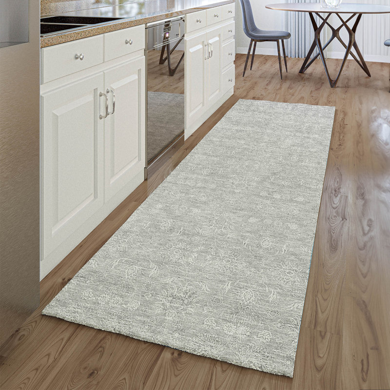 Premium Machine Washable Prisco Silver Rug, Runner 2'3" x 7'6"