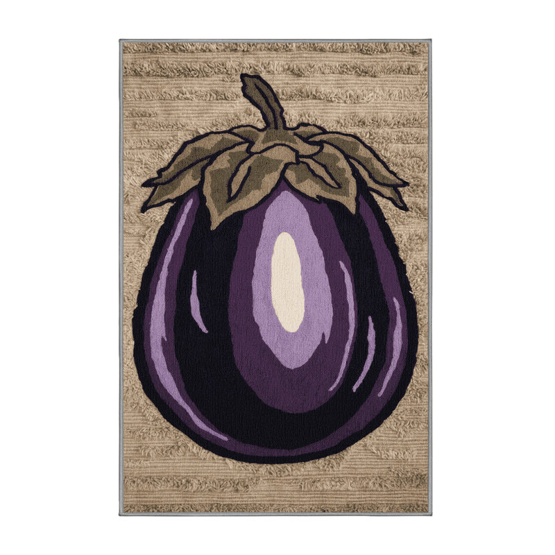  Tapis lavable aubergine avec globe de légumes