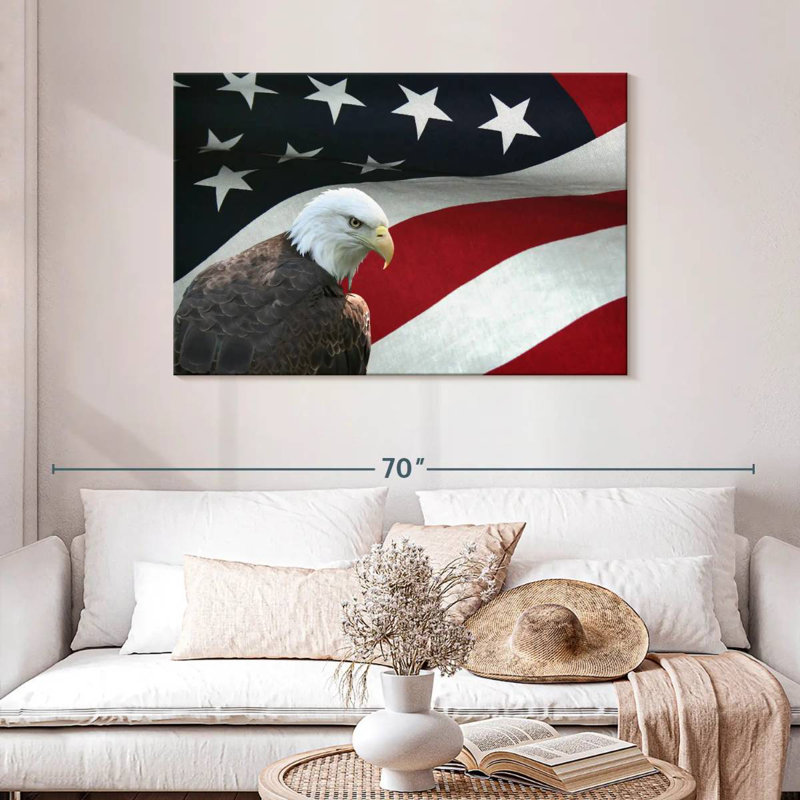 Brampt US Flag And The Bald Eagle, 30" H x 45" W