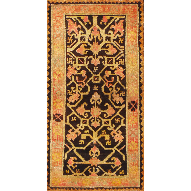 Small Antique Tribal Indian Brown Earth Tone Color Scatter Rug