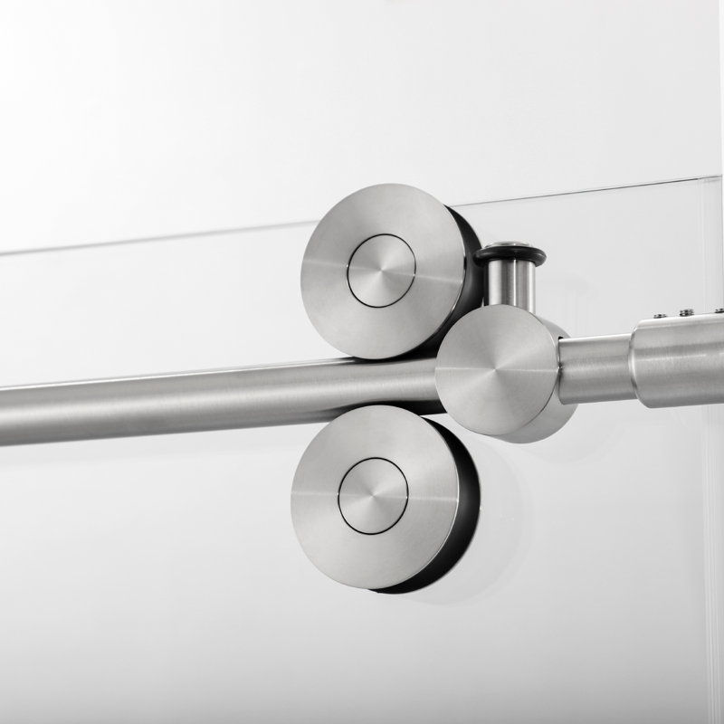 48-52” W x 78” H Sliding Frameless Shower Door, Brushed Nickel