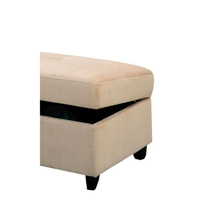 Repose-pieds en velours beige avec rangement