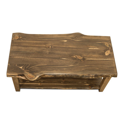 Big Sky Collection Live Edge Coffee Table w/ Shelf, Provincial Stain and Clear Lacquer Finish