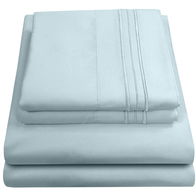 Microfiber Sheet Set, Light Blue, Queen Sheet Set + Fitted Sheet + 2 Pillowcases