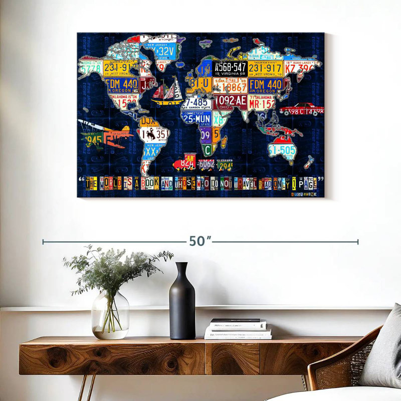 Aliaz World Map Augustine, 26" H x 39" W