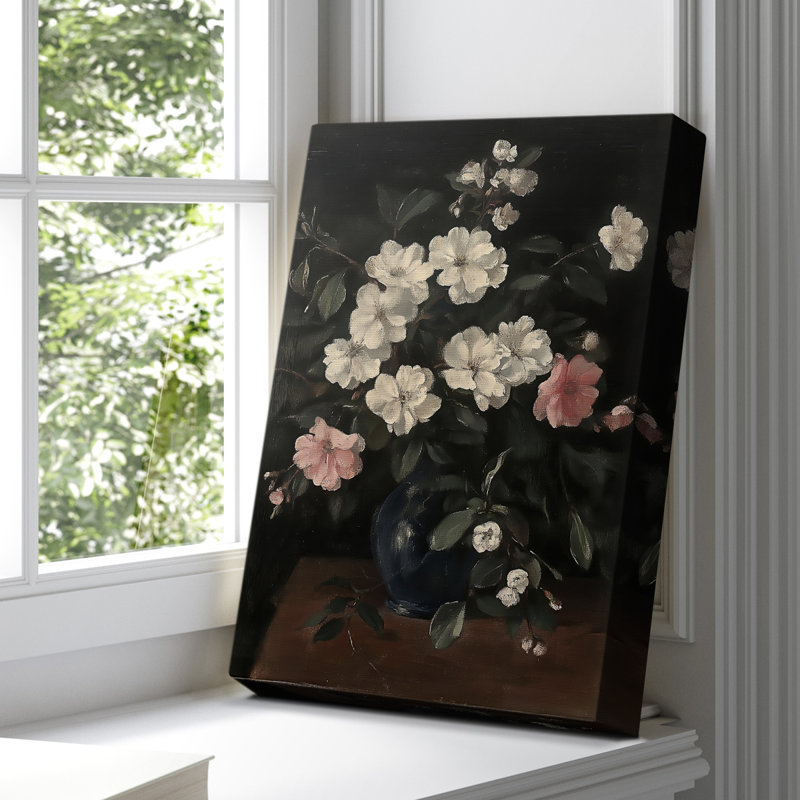 Toile tendue avec châssis floral XXVII - prêt à être accroché, H 27 po x l 18 po