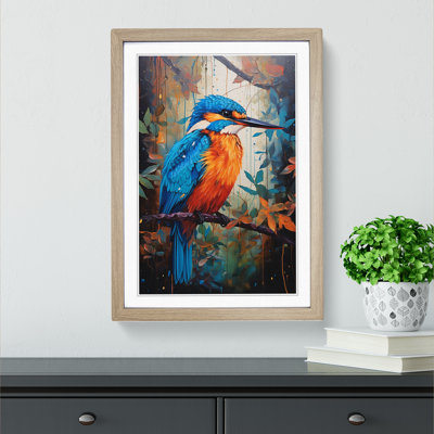 Kingfisher Expressionism Art - Framed Print