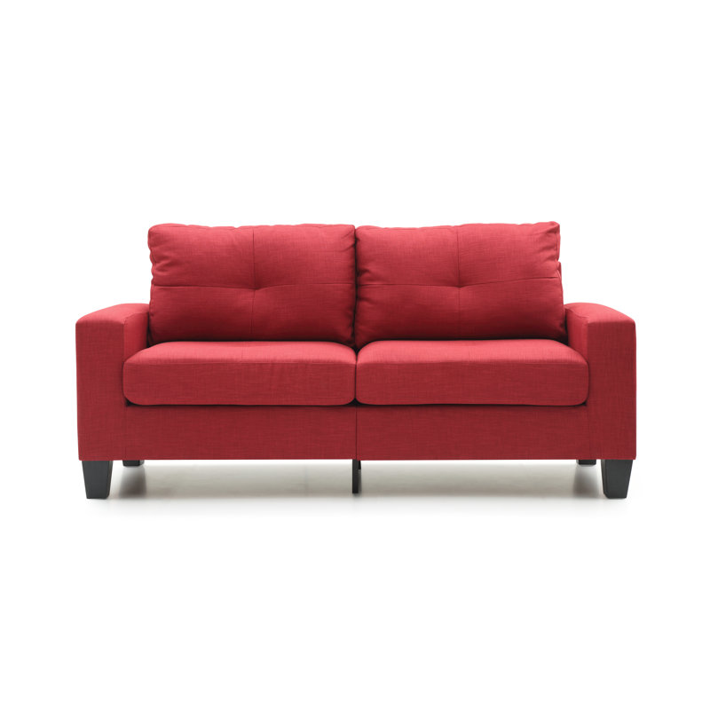 Vegas Square Arm Sofa, Red Faux Leather