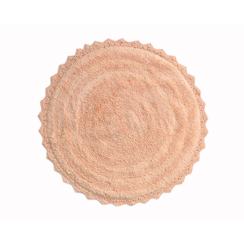 100% Cotton Non-Slip Bath Rug, Peach