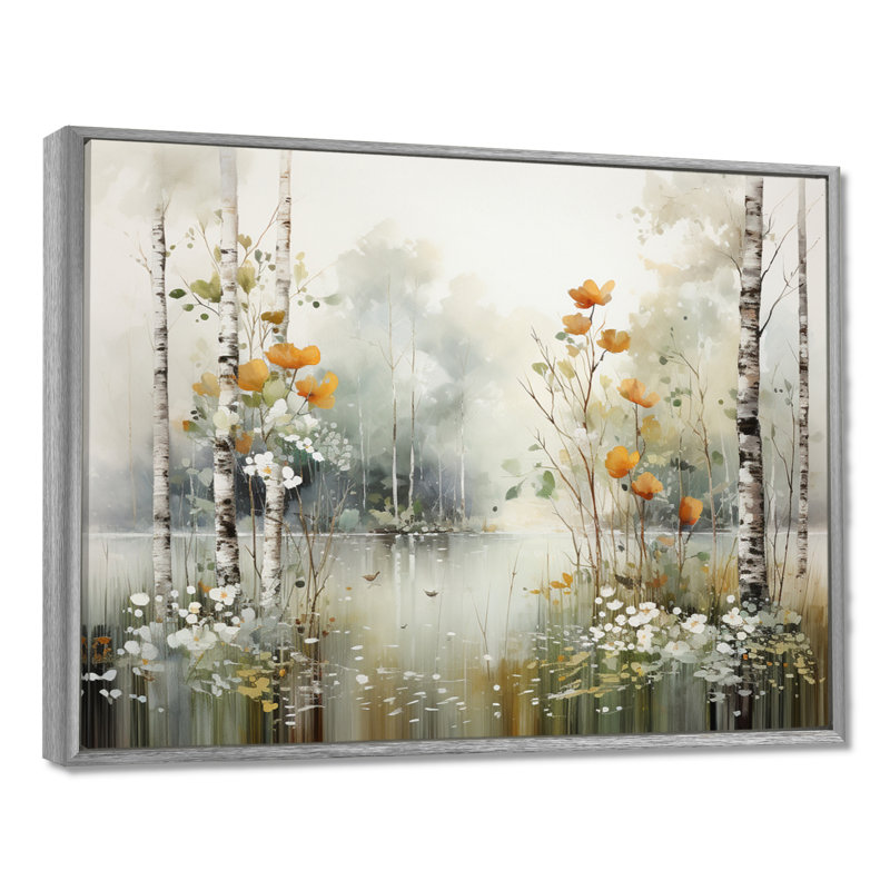 Binimal minimalisme forêt bois I - impressions sur toile forêt, 34" H x 44" W, Encadrement argenté