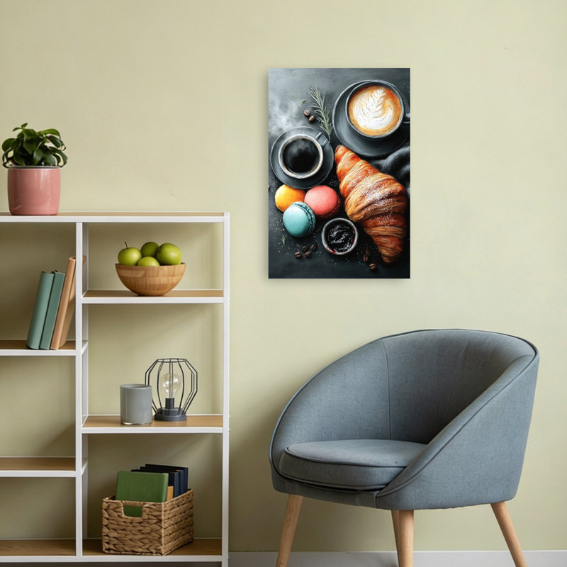 Cozy Coffee Petit déjeuner, art mural élégant, H 24 po x l 16 po