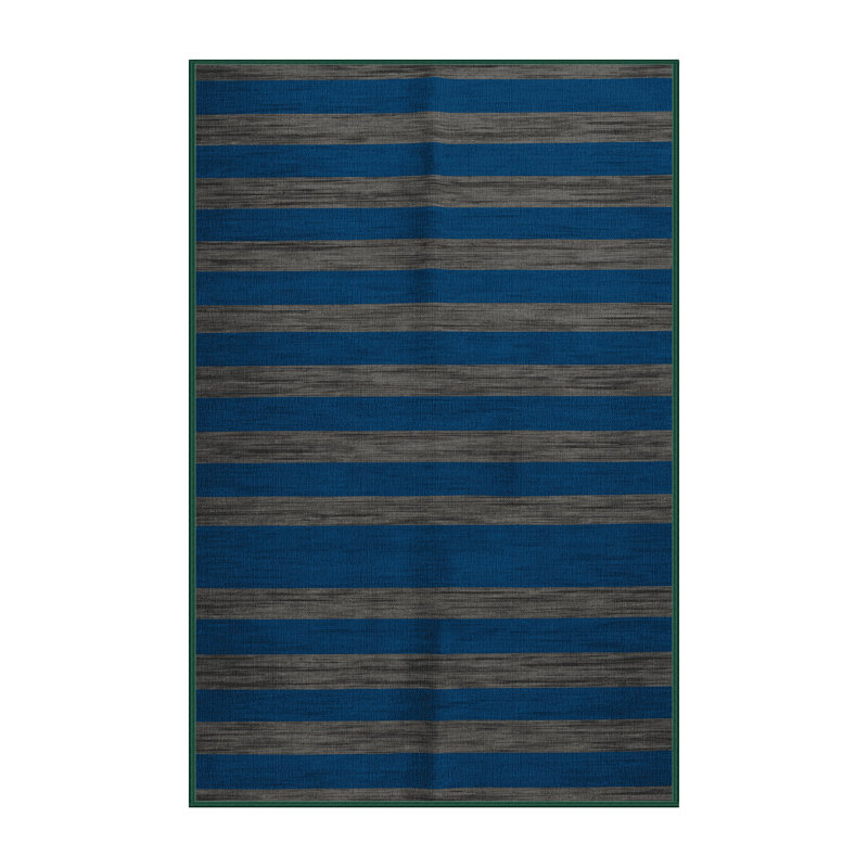 Tapis vert à rayures horizontales lavable à la machine, Rectangle 5 pi x 8 pi