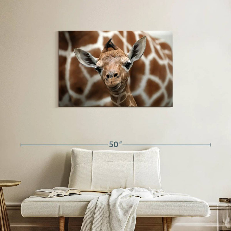Brampt, girafe et bébé, H 24 po x l 36 po
