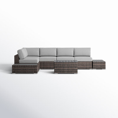 Zadie Rattan Wicker Fully Assembled 4 - Person Seating Group with Cushions