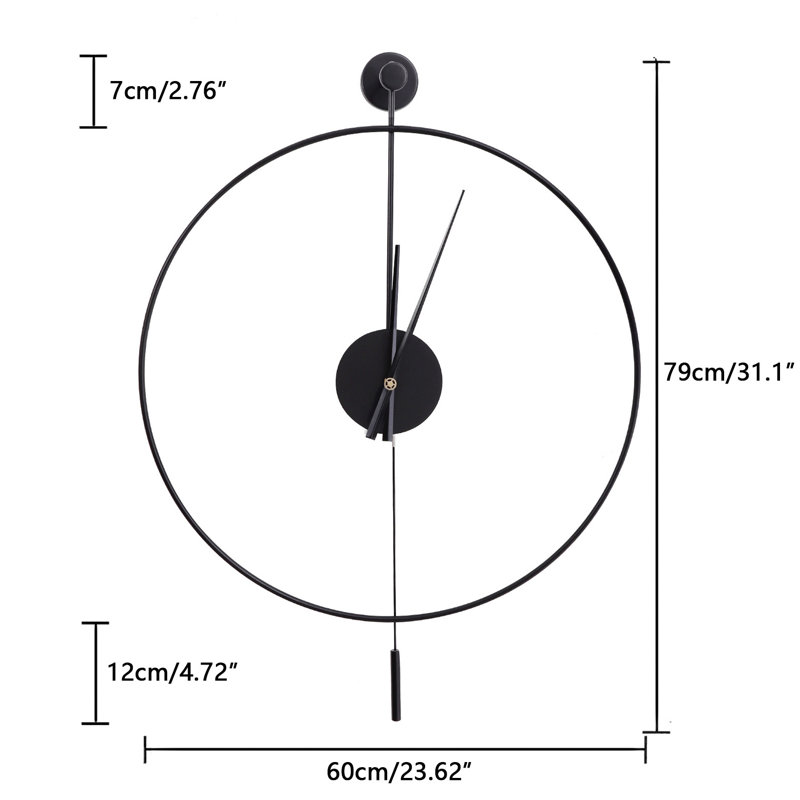 Horloge murale Insine, Noir, Grand