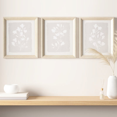 3 Framed Glass Wall Art - Floral Motifs For Home Decoration With Soft Prints Interior Decor