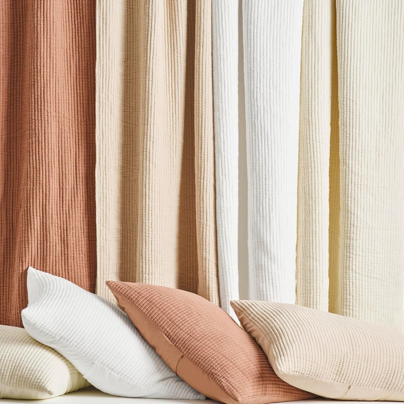Ensemble de couvre-lit en coton côtelé matelassé, Courtepointe pour lit grand + deux taies décorati, Bouleau