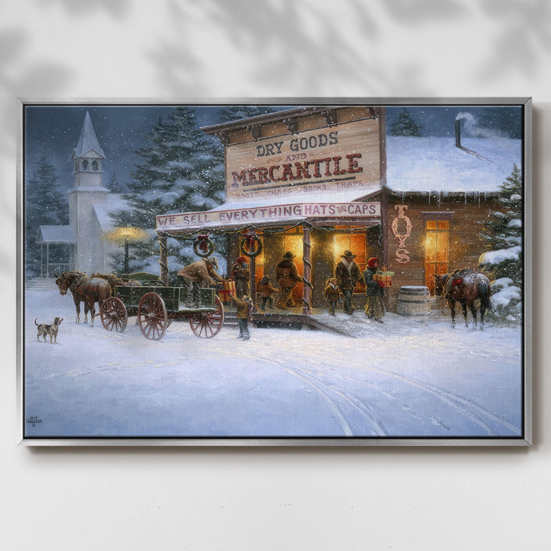 Vœux de Noël, H 17 po x l 25 po x P 1,5 po, Encadrement argenté