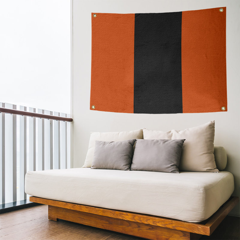 Tapisserie de polyester Baltimore, Baltimore, H 26 po x l 36 po x P 1 po, Orange foncé / noir