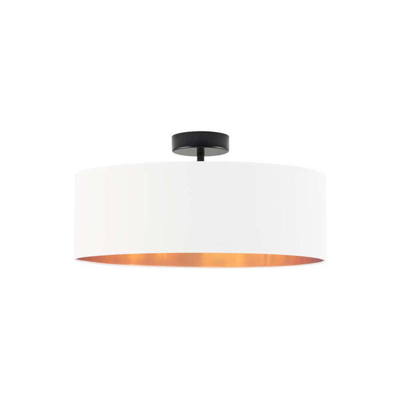 Sunburg Fabric Semi Flush Mount, White, Black, 30cm H x 40cm W x 40cm D